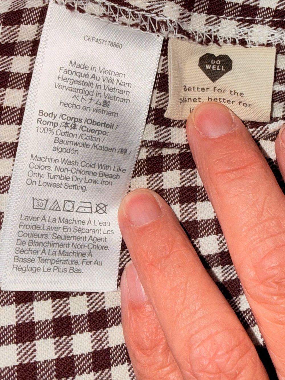 Madewell XXS Brown Gingham Crop Top Cottagecore Puff Sleeve Button Front Cotton - Picture 8 of 11